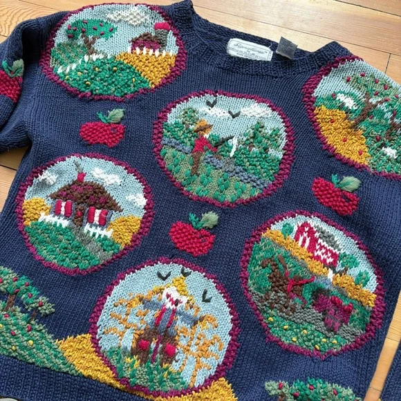 Vintage Signatures by Northern Isles Hand Knit Apple Orchard Ramie Sweater - Picture 4 of 9